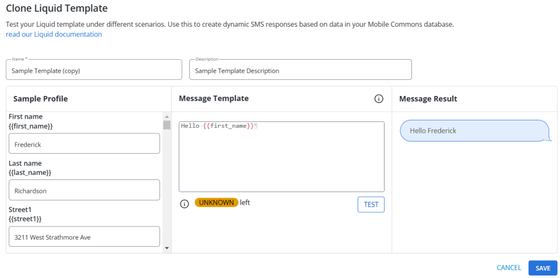 clone liquid template modal